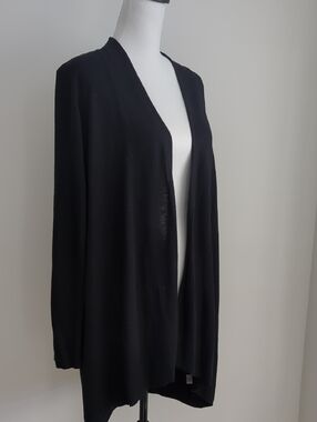 Susan Graver Black Open-Front Lightweight Cardigan